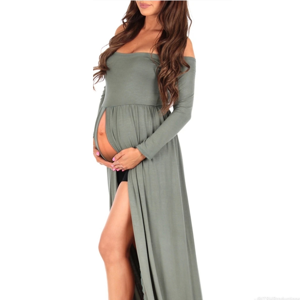 16) MOTHER BEE Off-the-Shoulder Photoshoot Drape Gown Sz. XL - Picture 8 of 8